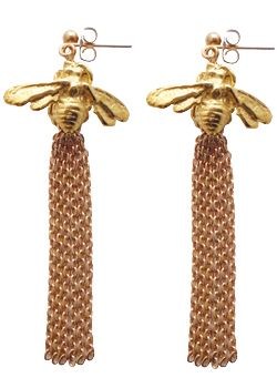 Cinderela B Gold Plated Bee Tassle Earrings by Cinderela B