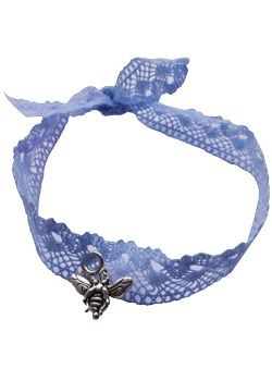 Cinderela B Vintage Lace Blue Wrap Bracelet with Charm by