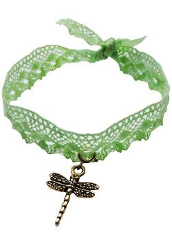 Cinderela B Vintage Lace Green Wrap Bracelet with Charm by