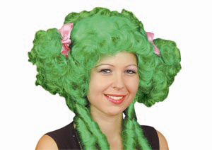 wig, green with ringlets