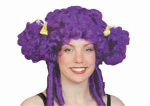 wig, purple with ringlets