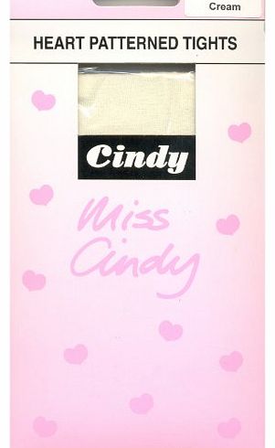 Cindy Girls Wedding Bridsmaids Heart Tights White Cream (3-5 Years, Cream)