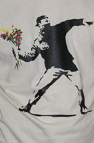 Cinema X Banksy Say It With Flowers Mens T Shirt