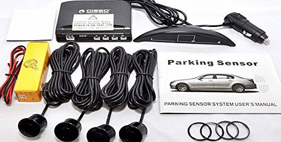 CISBO Silver Parking Reversing Sensors 4 Sensor Kit Audio Buzzer