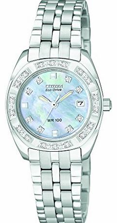 Citizen Eco-Drive Paladion EW1590-56Y Womens Stainless Steel Diamond Watch