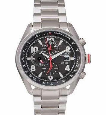 Mens Eco-Drive Red Crown Chronograph