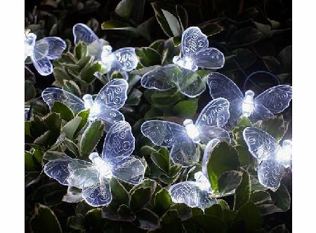 solar string Fairy lights with 24 butterfly white color for Outdoor, Garden, Chrismas tree, Party, Wedding Decoration