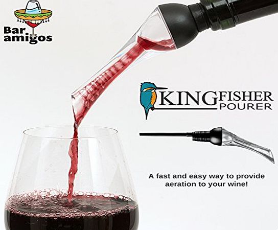 Bar Amigos  Kingfisher Aerator Pourer Wine Aeration Spout Bottle Pouring Taste Enhancer Gadget - Fits To Your Bottle of red of white With Ease - Perfect Drinking Gift