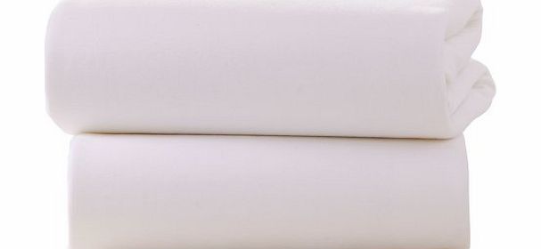 Clair de Lune Cot Bed Cotton Jersey Fitted Sheets (Pack of 2, White)