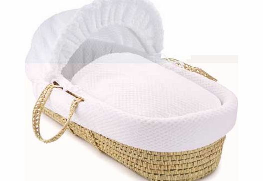 Honeycomb Palm Moses Basket - White