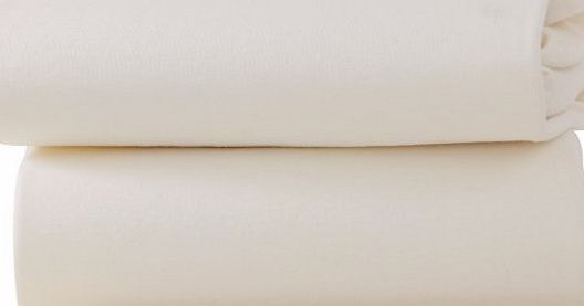 Clair de Lune Moses Basket Cotton Jersey Fitted Sheets (Pack of 2, White)