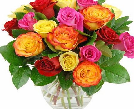 Colourful Rainbow Roses Fresh Flower Bouquet