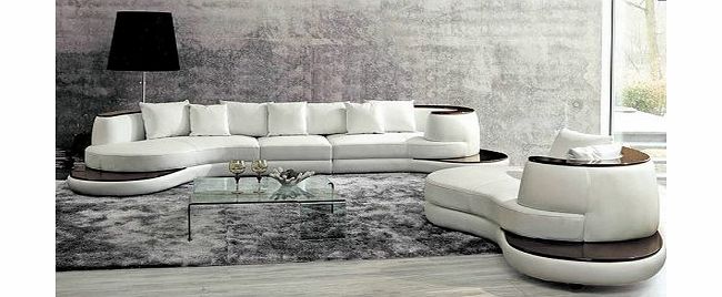 Clarenzio Castle Italian Designer Leather Curved Sofa Suite