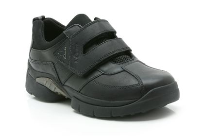 Clarks Race Track Jnr Black Leather