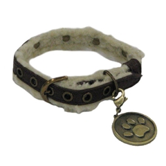 Classic Collection Large Brown Faux Sheepskin and Leatherette Dog Collar by Classic Collection