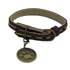 Classic Collection Medium Burgundy Leatherette Dog Collar by Classic Collection