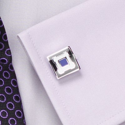classic Cufflinks - Black Purple Square