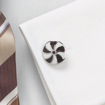 classic Cufflinks - Brown Cream Pinwheel