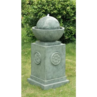 Classic Green Column and Sphere Water Feature