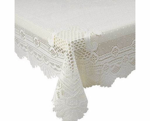 Classic Home Store Monica Lace Tablecloth Traditional Rose Pattern Table Linen - 60`` Round (Cream)