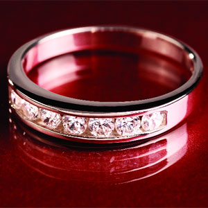 classic Sterling Silver Channel Set Ring (Size 8)