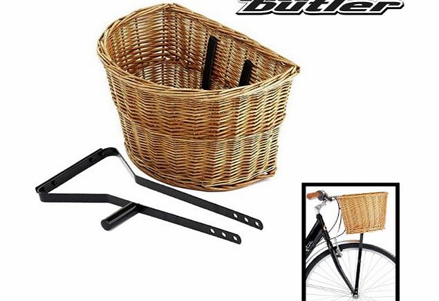Medium D Wicker Basket and Black Basket Support Set for Ladies Bikes w/o Straps