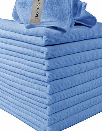 Clay:Roberts Microfibre Cloths 10 Pack Blue, Large Super Soft Clay:Roberts Premium Fibre, Washable Cloth Duster for Car, Motorbike, Domestic Appliances, Industrial use