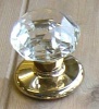 Clear Glass Faceted Mortice Knobs PB Rose