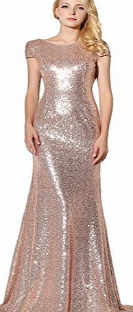Clearbridal Womens Sequines Prom Evening Dress Formal Long Maxi Ball Gown Bridesmaid Dress Rose Gold UK8