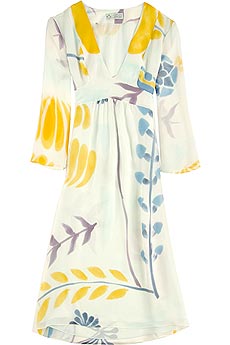 Hand painted silk dress