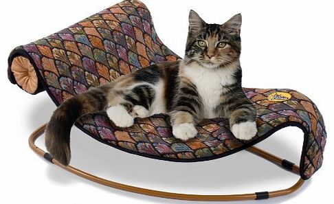 Chaise Longue Cat bed - Scallop fabric with metal frame