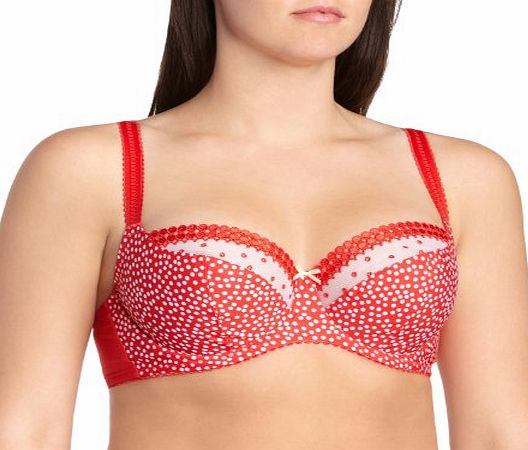Cleo Minnie Balconnet Womens Bra Red Spot 34G