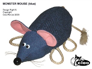 Cleo Pet Ltd Cleo Monster Mouse Blue