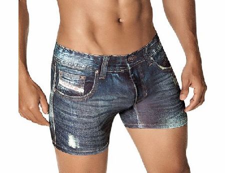 Clever Moda Denim Jean Boxer, Mens Underwear, Blue. (XL)