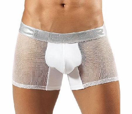 Clever Moda Prague Sheer Transparent Mesh See Through Microfibre Lycra Hipster Trunk Boxer Short Designer Mens Underwear White X Large