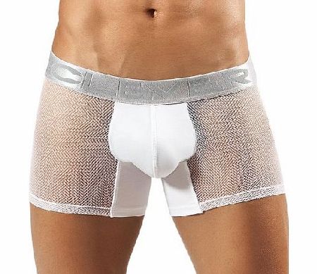 Prague Sheer Transparent Mesh See Through Microfibre Lycra Hipster Trunk Boxer Short Designer Mens Underwear White X Large