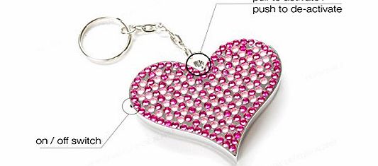 Click Heart Shaped Personal Attack Alarm - Purple amp; Pink Diamante