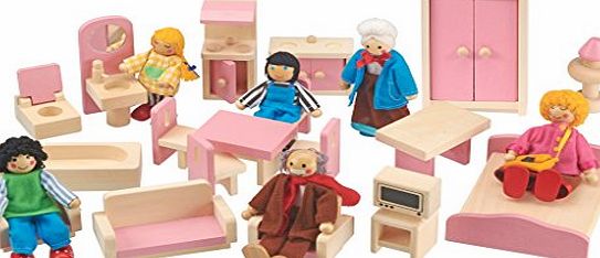 Clifford James Hand Crafted Wooden Dolls House Furniture 20 Piece Set.