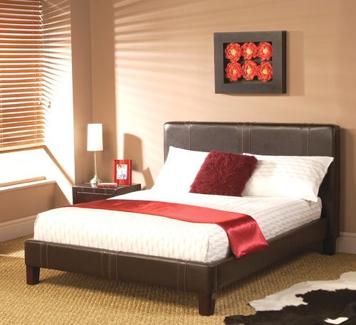 Dark Chocolate Brown Leather Bed - Double