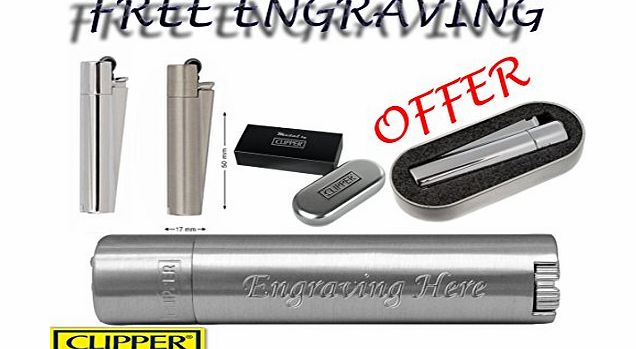 Clipper  METAL LIGHTER WITH FREE ENGRAVING PERSONALISED GIFT - SILVER