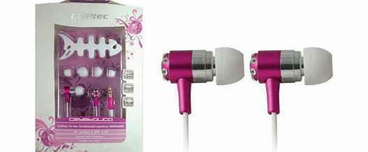 CLiPtec Crystalica In Ear Headphones with Cable Wrap - Pink