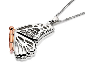 9ct Rose Gold And Silver Butterfly Wing