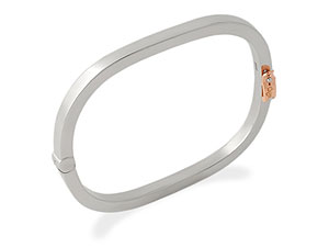 9ct Rose Gold And Silver Cariad Bangle -
