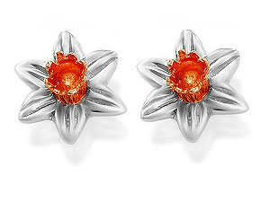 9ct Rose Gold And Silver Daffodil Stud