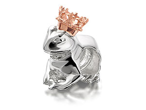 9ct Rose Gold And Silver Frog Prince Bead