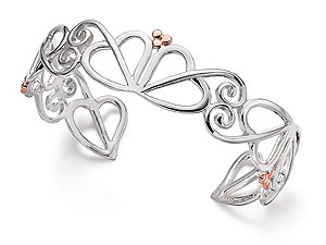 9ct Rose Gold And Silver Love Vine Bangle