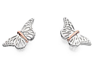 Silver And 9ct Rose Gold Butterfly Silver