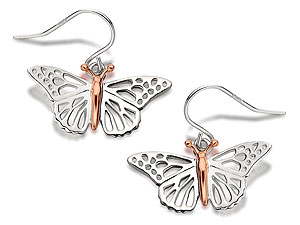 Silver And 9ct Rose Gold Butterfly Wing