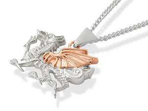 Silver And 9ct Rose Gold Welsh Dragon