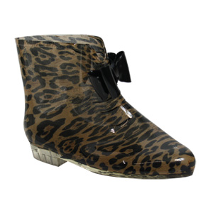 Cloggs Leopard Ankle Welly - Tan Leopard